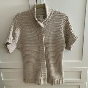 Banana Republic Short-Sleeve Knit Cardigan in Light Beige